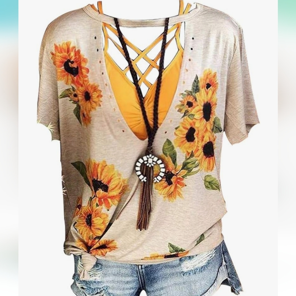 Sunflower v-neck cut details shirt